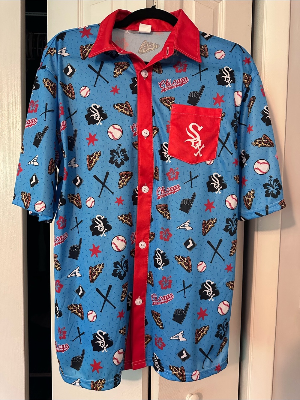 Light Blue & Red with Chicago White Sox Hawaiian Shirt